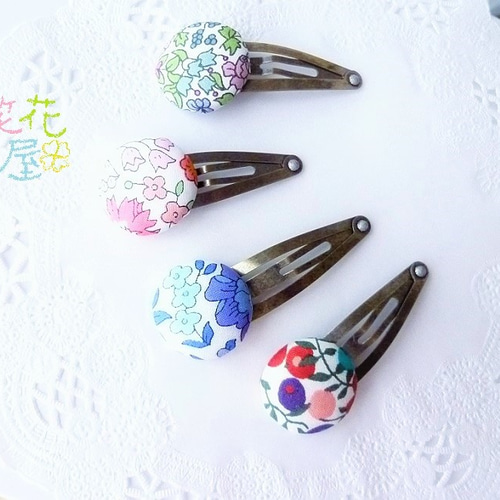 開店SALE→680円☆リバティ☆くるみボタンのパッチンピン☆ ヘアピン  
