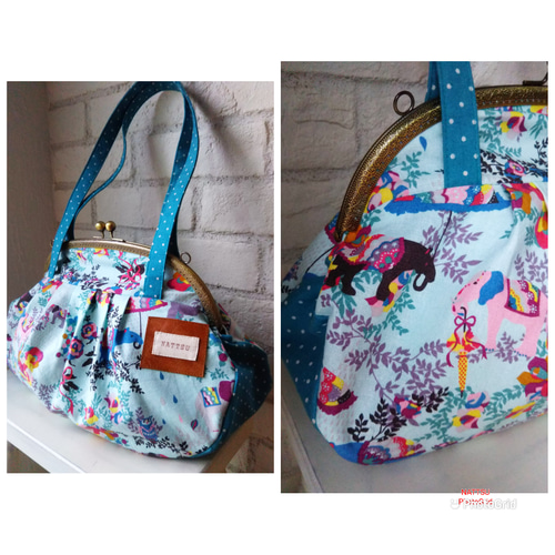 ハンドメイド　大きながま口バッグ　#B289 大作「大きな大きながま口バッグ」 | 手刺繍のHandmade nyam