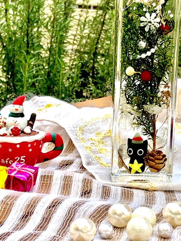 ハーバリウム☆星にお願い猫のホワイトクリスマス♪ ギフト　 2枚目の画像