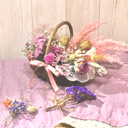 ドライフラワー ♡ミニ bouquet＊＊小さなフラワーブーケとバスケットの可愛い♪♪♪セット 2枚目の画像