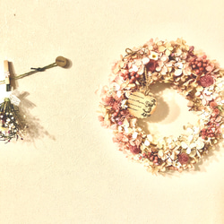 フラワー・リース＊紫陽花と千日紅の春色桃いろリース　ナチュラル、プレゼント 3枚目の画像
