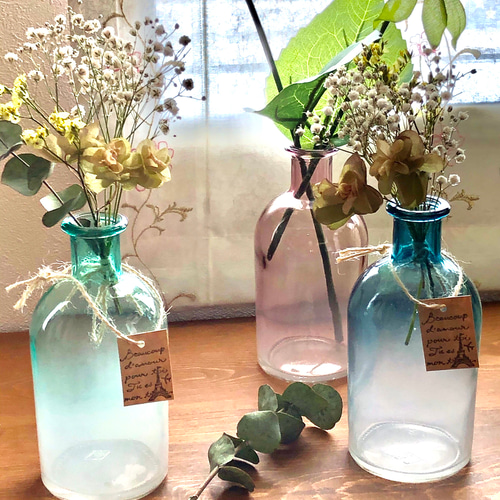 ドライフラワー＊夏色小瓶のインテリア ドライフラワー マリエル