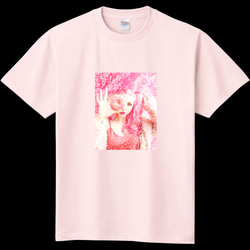 ピンクフォトプリントTシャツ/ストリートファッション 2枚目の画像