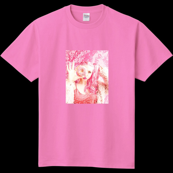 ピンクフォトプリントTシャツ/ストリートファッション 3枚目の画像