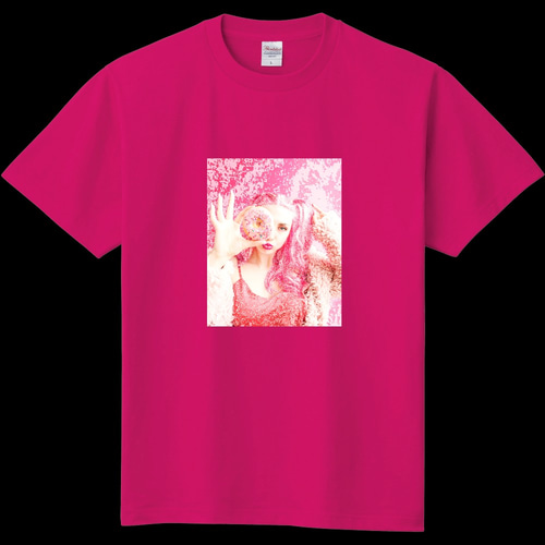 ピンクフォトプリントTシャツ/ストリートファッション Tシャツ