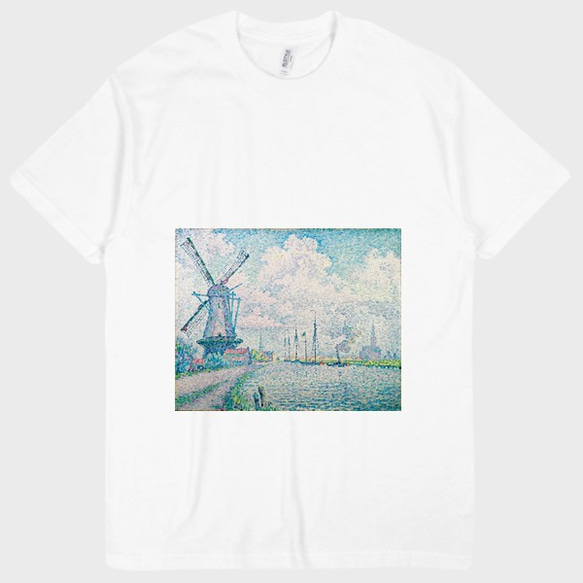 ★送料無料★絵画Tシャツ ポール・シニャック『オーヴェルシーの運河』(Alstyle) 1枚目の画像