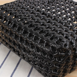 手織りの黒いショッピングトートバッグ 3枚目の画像