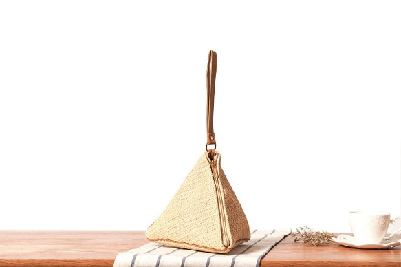 三角ハンドヘルド小銭入れ刺繡スマイリーシルバータッセル織りバッグ 3枚目の画像