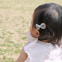 ベビーヘアクリップ＆バンド（１個）／　ハンドメイドニット 5枚目の画像