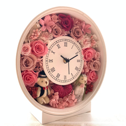 オーダーメイド彫刻◆受注制作◆　プリザーブドフラワー 花時計　ウエディング　ピンク　結婚祝い　両親贈呈品 3枚目の画像