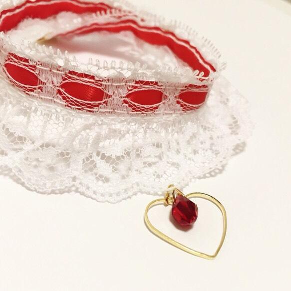 Color Lace Heart Choker 2枚目の画像