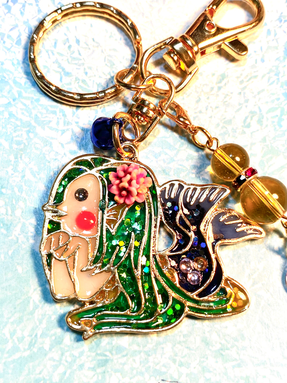 疫病退散！オリジナルイラストのアマビエのキーホルダー 一点物】疫病