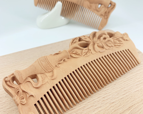 薔薇の一本挿し♡桃の木櫛1本♡両面彫り その他ヘアアクセサリー