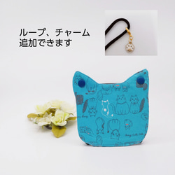 猫型マスクケース&同柄ティッシュケースのセット　青い猫ちゃん 4枚目の画像