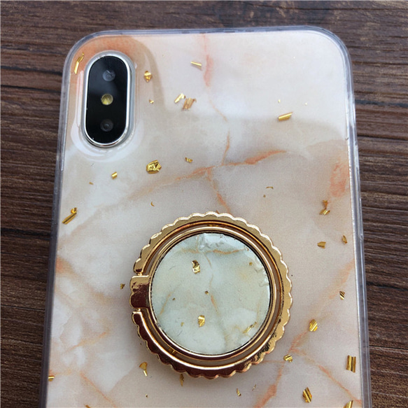 iPhoneXR 金箔 スマホケース バンカーリング付 iPhoneケース 2枚目の画像