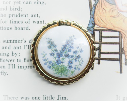 金魚草 」スマホリング【ゴールド】*花・チェコガラスボタン・ボタン