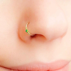 ピアスフープ Opal Beads Nose Ring, Nose Hoop, 鼻リング 4枚目の画像