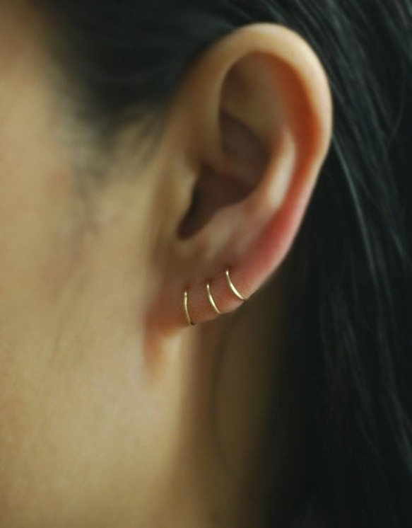 ピアスフープ (thin) 14kgf / Silver Cartilage Hoop Earrings 1枚目の画像