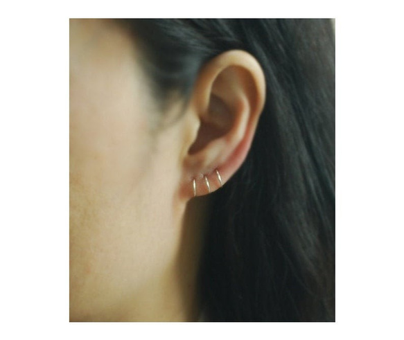 ピアスフープ (thin) 14kgf / Silver Cartilage Hoop Earrings 2枚目の画像