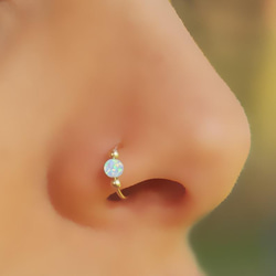 ピアスフープOpal Beads Nose Ring, Nose Hoop, 鼻リング 3枚目の画像