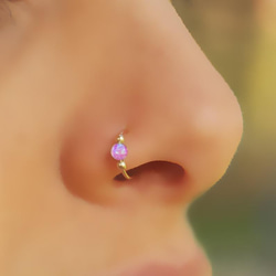 ピアスフープOpal Beads Nose Ring, Nose Hoop, 鼻リング 5枚目の画像