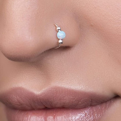 ピアスフープOpal Beads Nose Ring, Nose Hoop, 鼻リング 7枚目の画像