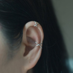 14K Gold Filled or  Sterling Silve Cross Earcuff , イヤーカフ 5枚目の画像