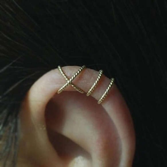 Twisted pattern  Criss Cross & Band Ear cuf, イヤーカフ 1枚目の画像