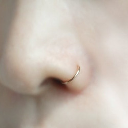 ピアスフープ 14kGF Nose Ring, Sterling Silver Nose Hoop, 鼻リング 1枚目の画像