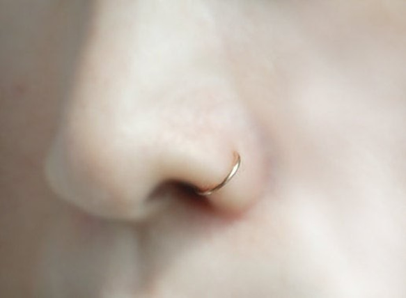 ピアスフープ 14kGF Nose Ring, Sterling Silver Nose Hoop, 鼻リング 1枚目の画像