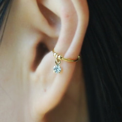 14kgf / Silver  Ear Cuff with Crystal channel 3枚目の画像