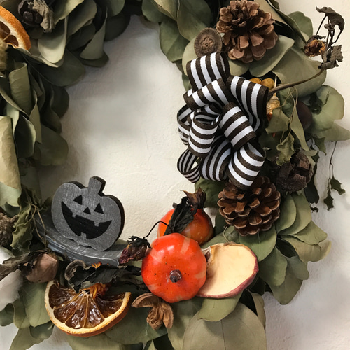 ＊Natural＊ハロウィンリース　かぼちゃ☆ドライフラワーリース リース ハロウィンリース かぼちゃ パンプキン 玄関 北欧