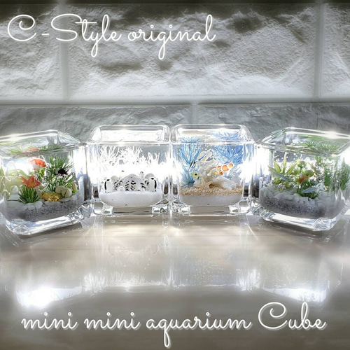 可愛い 海ハーバリウム ～mini mini aquarium CUBE～ ハー