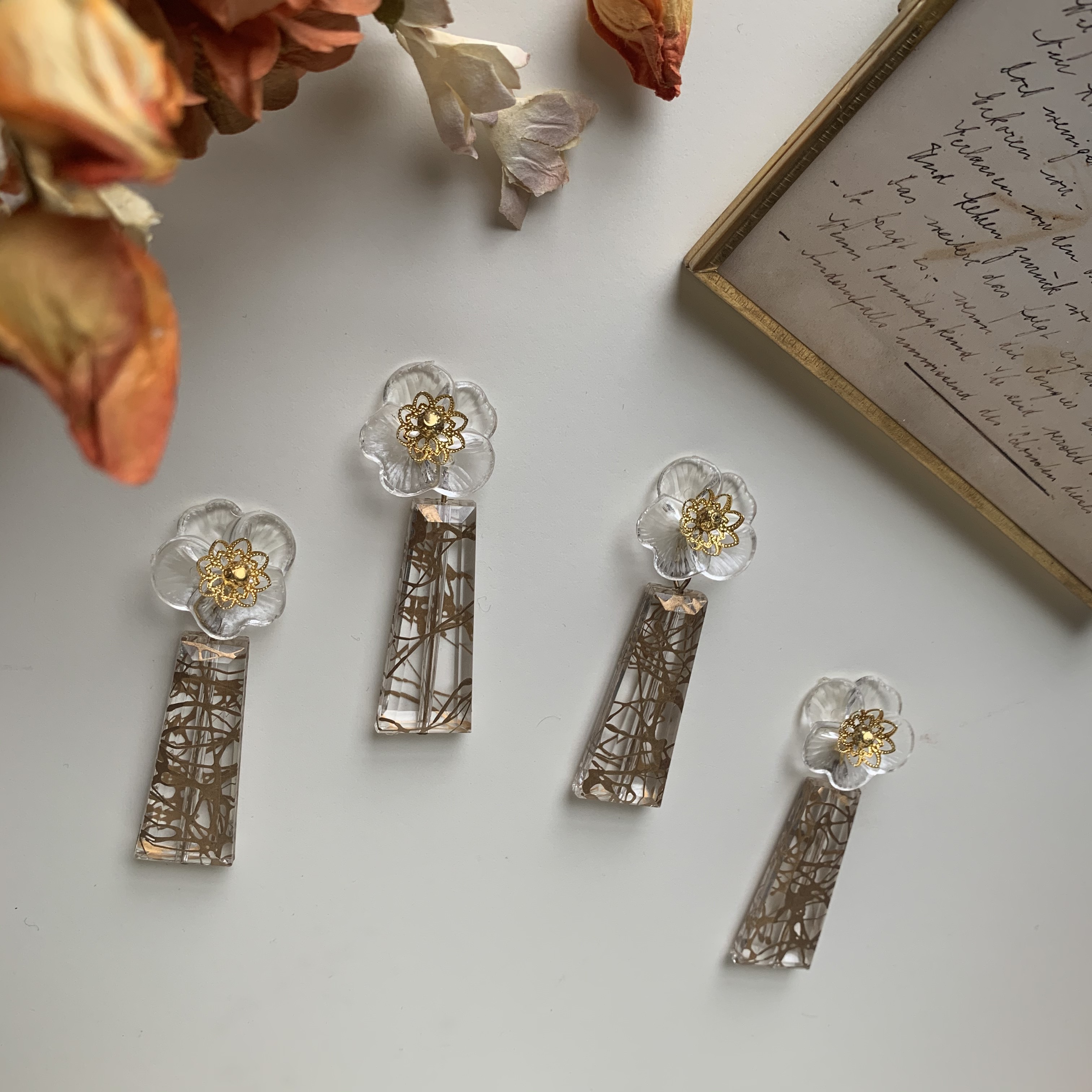 Flower gold clear pierce ピアス（その他） MoMo 通販 8514539