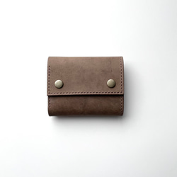 本革 mini wallet Olive コンパクト財布　小さい　ミニ財布 1枚目の画像