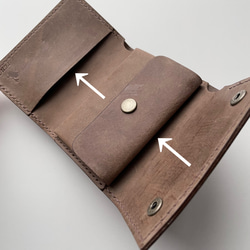 本革 mini wallet Olive コンパクト財布　小さい　ミニ財布 6枚目の画像