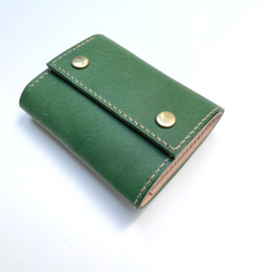 本革mini  wallet  green コンパクト 2枚目の画像