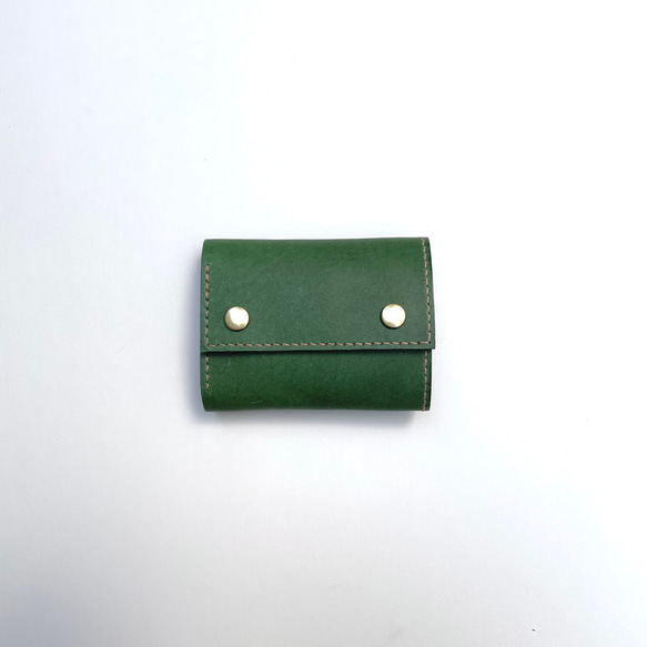 本革mini  wallet  green コンパクト 6枚目の画像