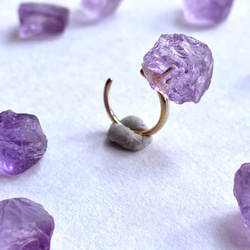 粉紅紫水晶礦物寶石耳夾 [可用石頭/可用金屬配件] 手工天然石材配件 第5張的照片