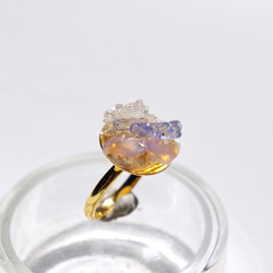 オパール × タンザナイト鉱物原石 リング(指輪)【一点もの】ハンドメイド天然石アクセサリー 2枚目の画像