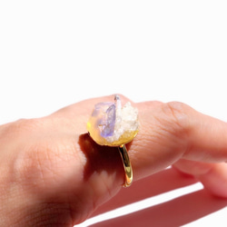 オパール × タンザナイト鉱物原石 リング(指輪)【一点もの】ハンドメイド天然石アクセサリー 4枚目の画像