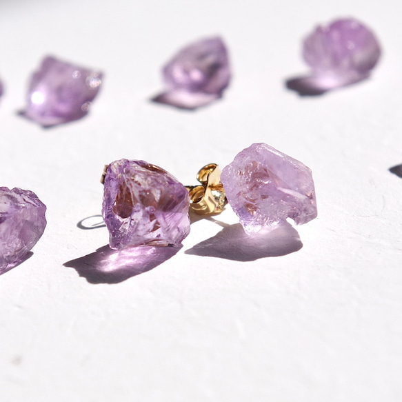 粉紅紫水晶礦物石耳環/耳環 [可用石頭/可用金屬配件] 手工天然石材配件 第1張的照片