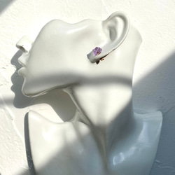 粉紅紫水晶礦物石耳環/耳環 [可用石頭/可用金屬配件] 手工天然石材配件 第6張的照片