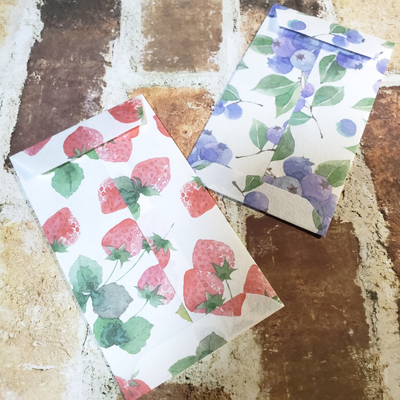 【ラス1】和紙ミニ封筒 ぽち袋 ポチ袋セット(水彩フルーツ柄) 3枚目の画像
