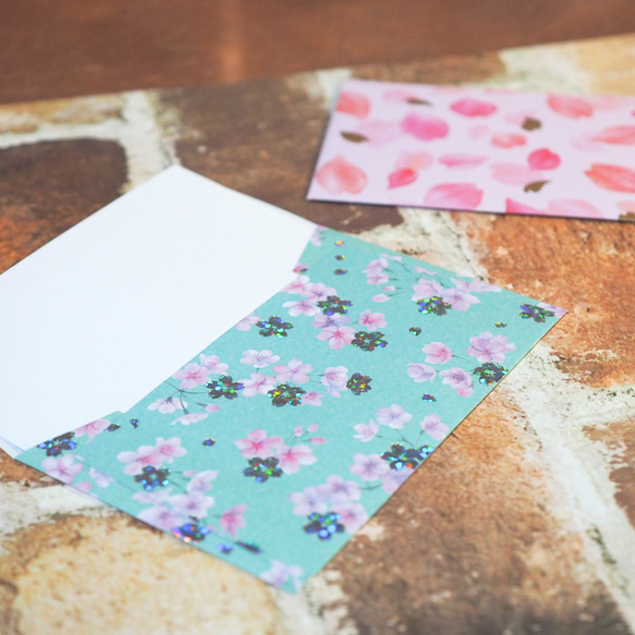ミニレターセット メッセージカード ミニ封筒(桜箔押し) 3枚目の画像