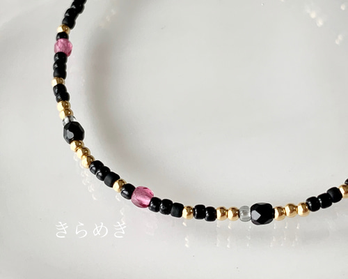 ○GEM KINGDOM○ブラックビーズチャームブレスレット ○GEM KINGDOM○ブラックビーズチャームブレスレット GEM