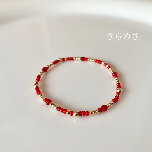 14kgf】rouge ゴムブレスレット / ビーズ ブレスレット 赤 レッド red ゴールド 金 シンプル 華奢 ブレスレット きらめき 通販|Creema(クリーマ) 12964485 14kgf】rouge ゴムブレスレット / ビーズ ブレスレット 赤 レッド red ゴールド 金 シンプル 華奢 ブレスレット きらめき 通販|Creema(クリーマ) 12964485