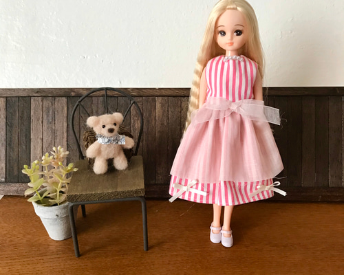 リカちゃん服 ブライス服 リボンのワンピース おもちゃ・人形 maple