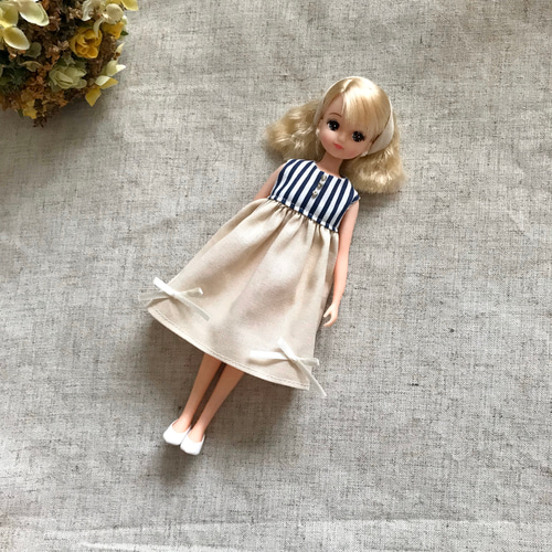 作家様♡ブライスアウトフィットセット　ストライプワンピース　ウサ耳帽　リカちゃん b6e95f19bcc649a706847db954fd8a