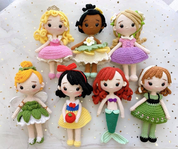 編みぐるみオーガニック コットンプリンセス人形7本セット